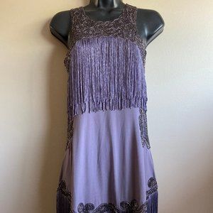 X by NBD beaded dress fringe size 2 cocktail party flapper purple NEW Revolve